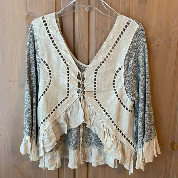 Anna Grace Crochet-Back Sweater - Picture 2 of 3